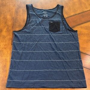 RVCA Men's Navy and Black Striped Tank Top